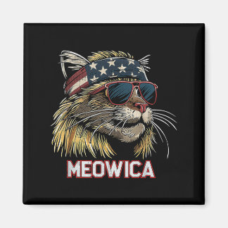 Katt - Roligt 4 juli amerikansk flagga mors dag Magnet