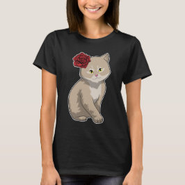Katt Ros Blomma T Shirt