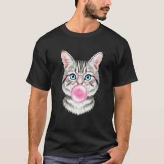 Katt Rosa Bubble Gum söta kattälskare för kvinnor  T Shirt