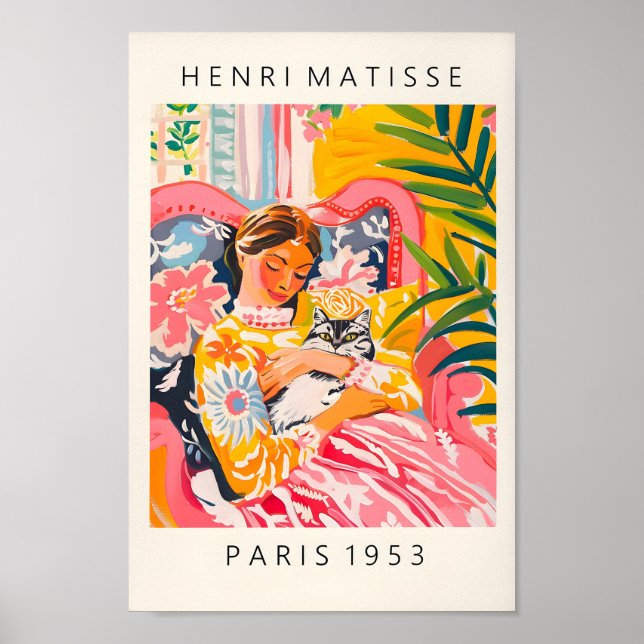 Katt, Rosa Matisse Wall Art, Dopami Poster (Framsidan)