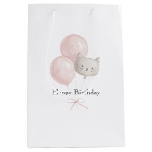 Katt Rosablommor Rosa Ballonger Födelsedag