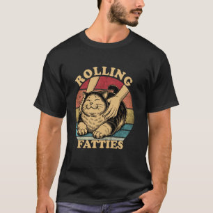 Katt Rullande Feta Rolig Söt Tjock Katt Ägare T Shirt