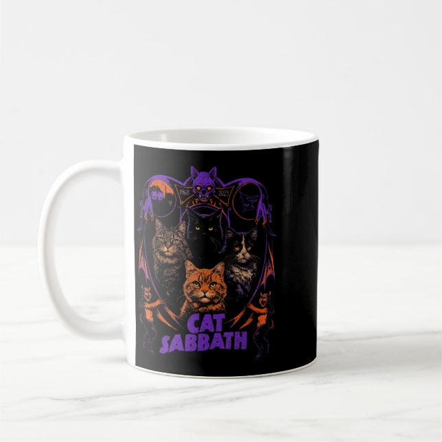 Katt Sabbath Katt Heavy Rock Band Parodi Kaffemugg (Vänster)