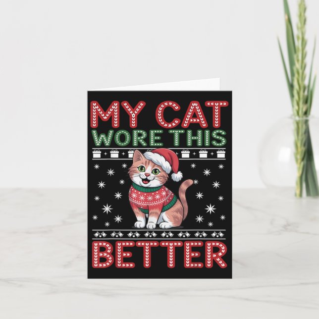 Katt såg bättre ut i denna matchande fula jul för  kort (Framsida)