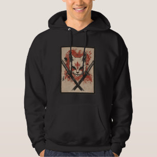 Katt Samurai Ninja Japansk Vintage Rolig Cool Japa Hoodie