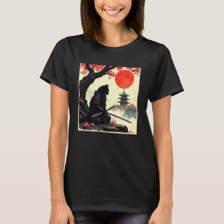 Katt samuraj blommar japansk konst samuraj katt so t shirt