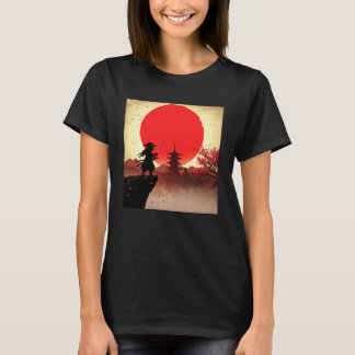 Katt-samuraj för män cool japansk konst blommande  t shirt