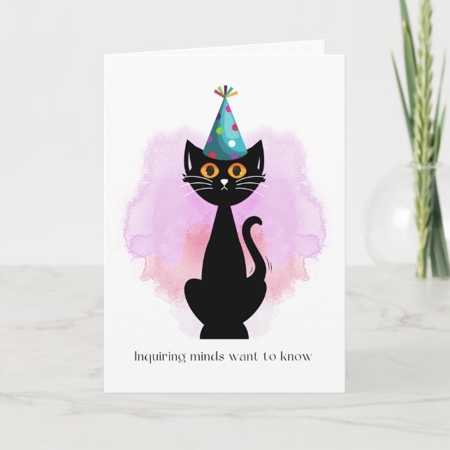 Katt | Sarkastic Party Hat Cat Funny Birthday Card Kort (Framsida)