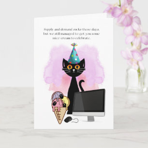 Katt Sarkastic Party Hat Cat Funny Co-Worker Car Kort