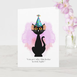 Katt Sarkastic Party Hat Cat ÖRON Funnigt ko Kort