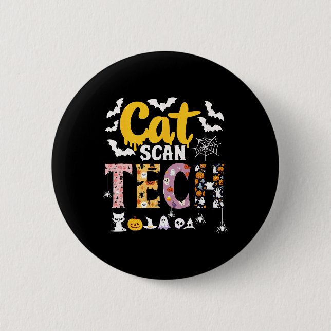 Katt Scan Ct Rad Tech Halloween-kostym Spindel Fly Knapp (Framsida)