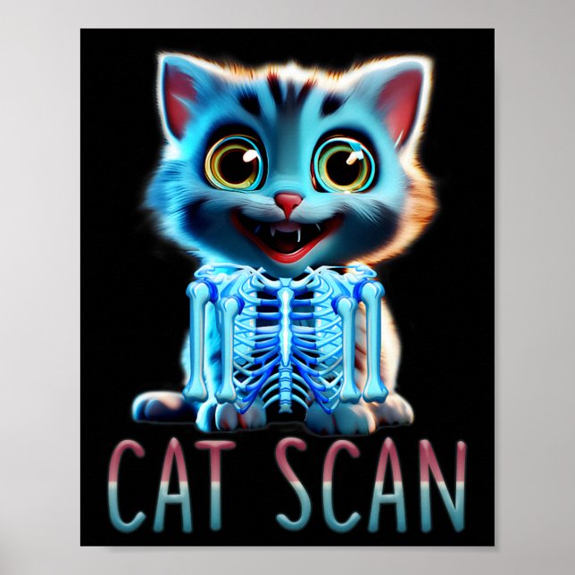 Katt Scan Ct Scan Halloween Katt Röntgen Pun Meme  Poster (Framsidan)