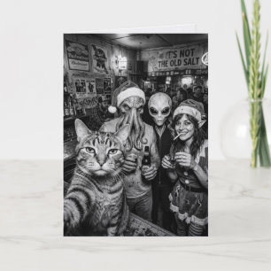Katt Selfie Bigfoot Alien Tomte Bar Jul Kort