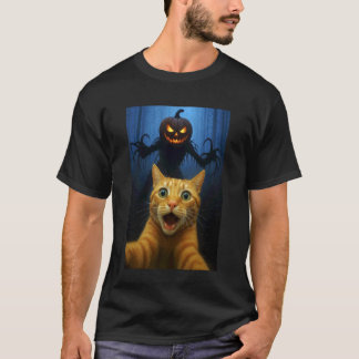 Katt Selfie Halloween Pumpa Samhain Rolig Katt H T Shirt