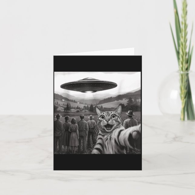 Katt Selfie Människor som tittar på en Alien Rolig Kort (Framsida)