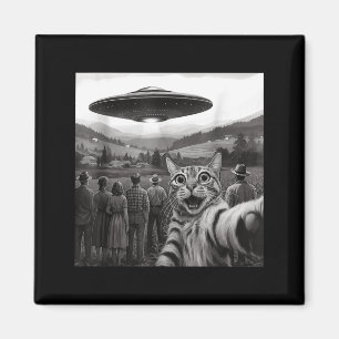 Katt Selfie Människor som tittar på en Alien Rolig Magnet