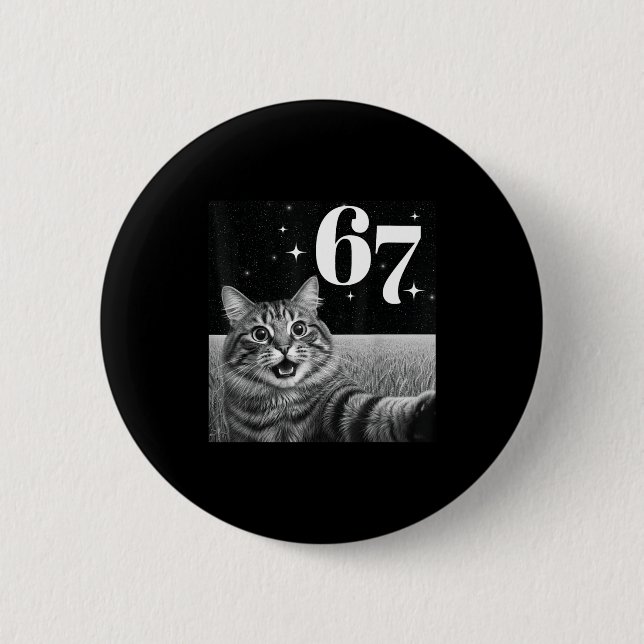 Katt Selfie Med 67 Meme Roliga Katter Grafik För M Knapp (Framsida)