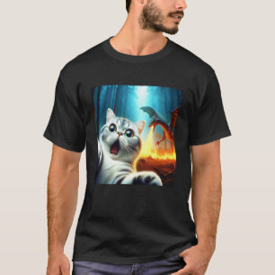 Katt Selfie med Drak Förvånad Exotisk Korthår T Shirt
