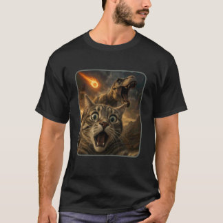 Katt-selfie med en T-Rex rolig dinosaurie-meme T Shirt