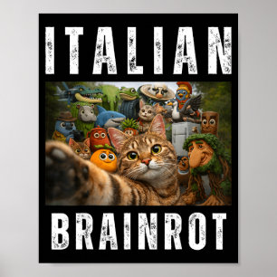 Katt-selfie med rolig italiensk hjärnrot-meme poster