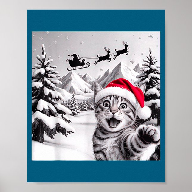 Katt-selfie med tomte poster (Framsidan)