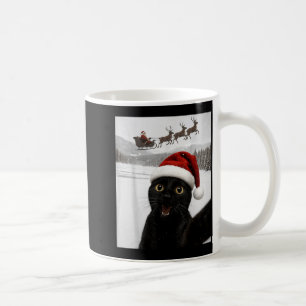 Katt Selfie Med Tomte Rolig Svart Katt Jul Me Kaffemugg