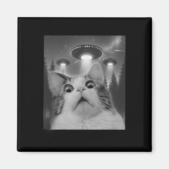 Katt Selfie Med Ufon  Magnet (Framsidan)