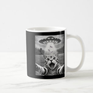 Katt-selfie med utomjording UFO Rolig katt för män Kaffemugg
