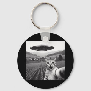 Katt-selfie med utomjording Ufo Roliga kattpresent Nyckelring