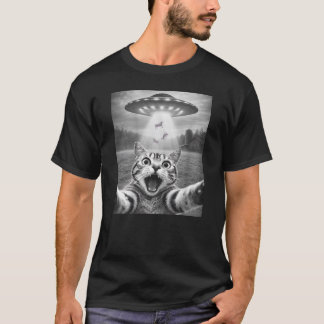 Katt-selfie med utomjordiskt UFO Roliga katt-alien T Shirt