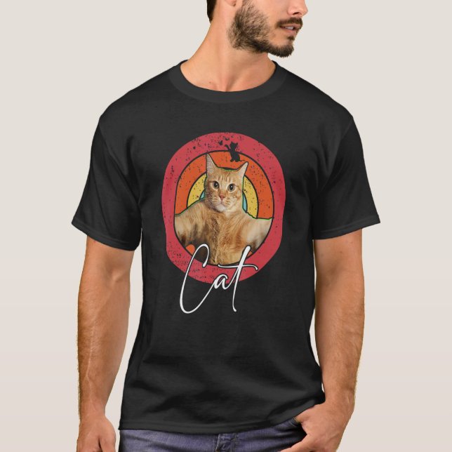 Katt Selfie Och Rund Regnbåge T Shirt (Framsida)
