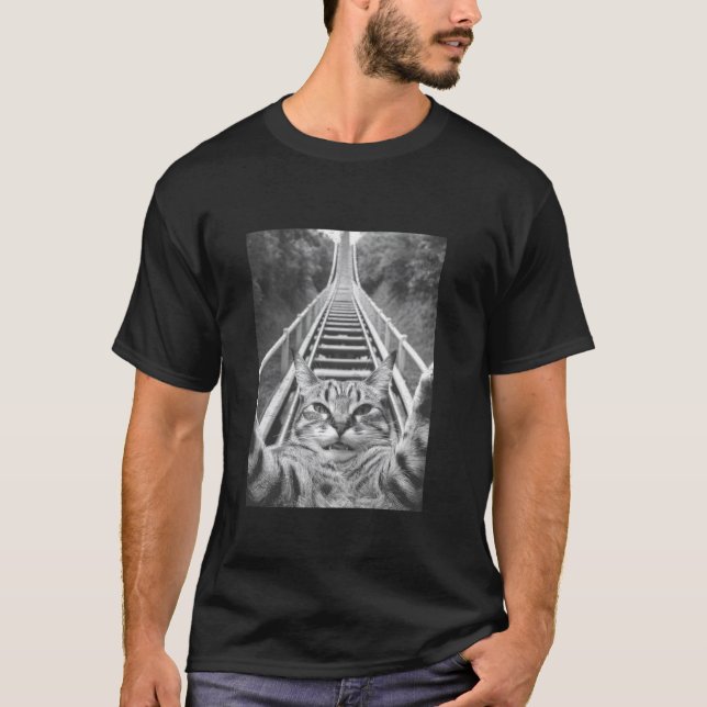 Katt-selfie på berg- och dalbana t shirt (Framsida)