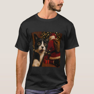 Katt Selfie Tomte Jul Festiv Stämning T Shirt