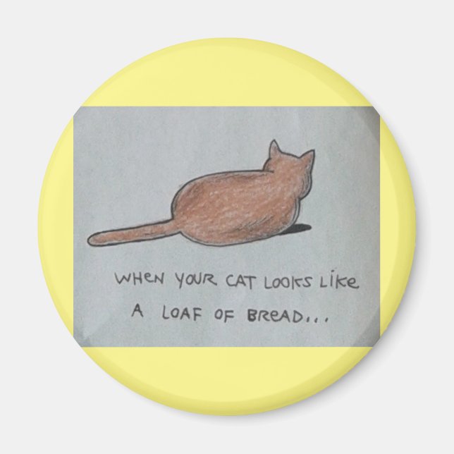 Katt ser ut som bröd, limpa sött, roligt matpapper magnet (Framsidan)