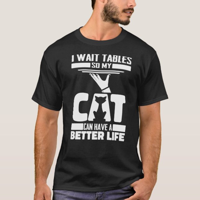 Katt servitris servitör servitris t shirt (Framsida)