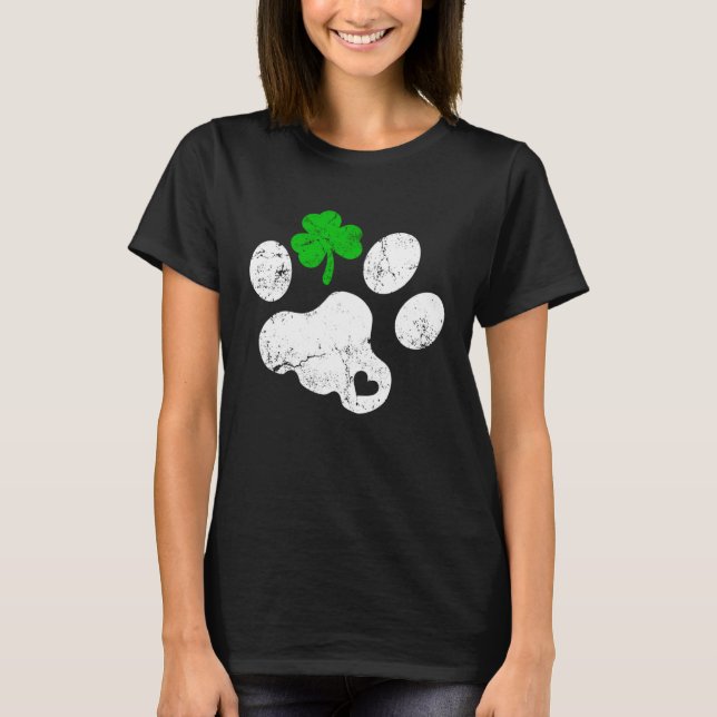 Katt Shamrock Retro Irländsk St Patrick's Day T Shirt (Framsida)