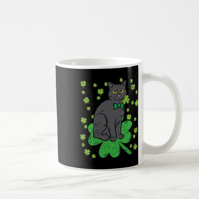 Katt Shamrock St Patricks Day 4 blad klöver Män Kv Kaffemugg (Höger)