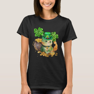 Katt Shamrock St Patricks Day Katt Irländsk T Shirt