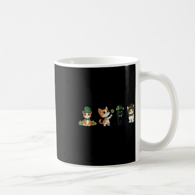 Katt Shamrock St Patricks Day Söt Kattälskare Iri Kaffemugg (Höger)