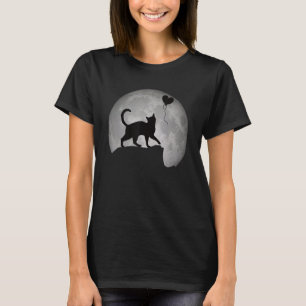 Katt Silhouette i Full Moon med ett hjärta. Beauti T Shirt