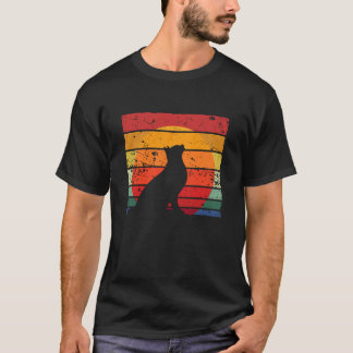 Katt Siluett Distressed Retro Solnedgång Design T Shirt