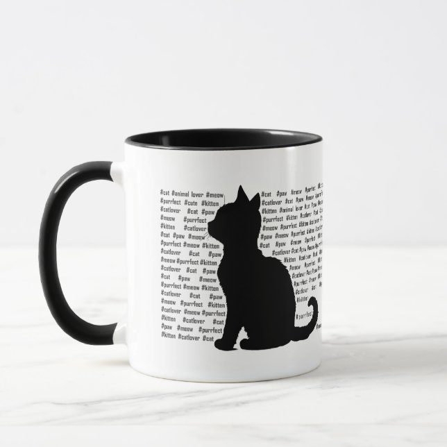 Katt Siluett - perfekt design för kattälskare Mugg (Vänster)