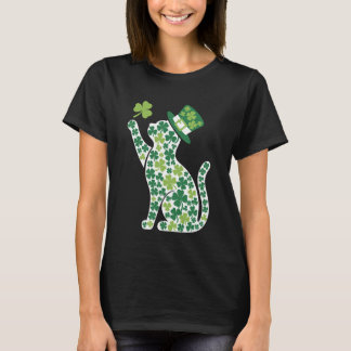 Katt Siluett Shamrock St Patricks Day Kattunge T Shirt