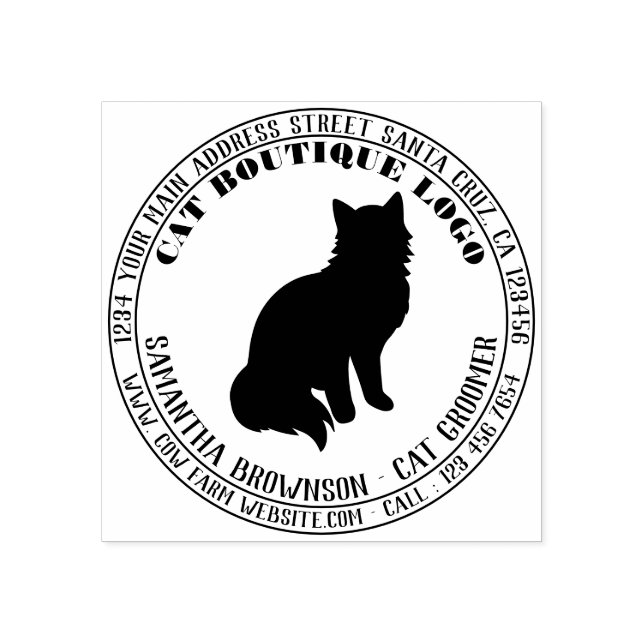 Katt siluett sittande husdjur grooming stämpel (Tryck)