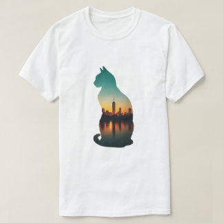 Katt Siluett Urban Solnedgång T Shirt
