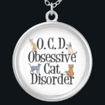 Katt Silverpläterat Halsband<br><div class="desc">Jag har en överdriven kattsjukdom. Jag är OCD för alla mina söta katter. En rolig gåva till nån som är galen i kattungar. I kärlek katter är de min besatthet.</div>