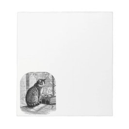 Katt Sitta efter fönster med Bok Anteckningsblock