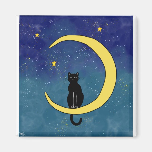 Katt Sitta i Måne Magnet (Framsidan)
