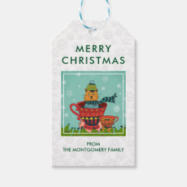 Katt Sitta i Tekopp God jul Presentetikett