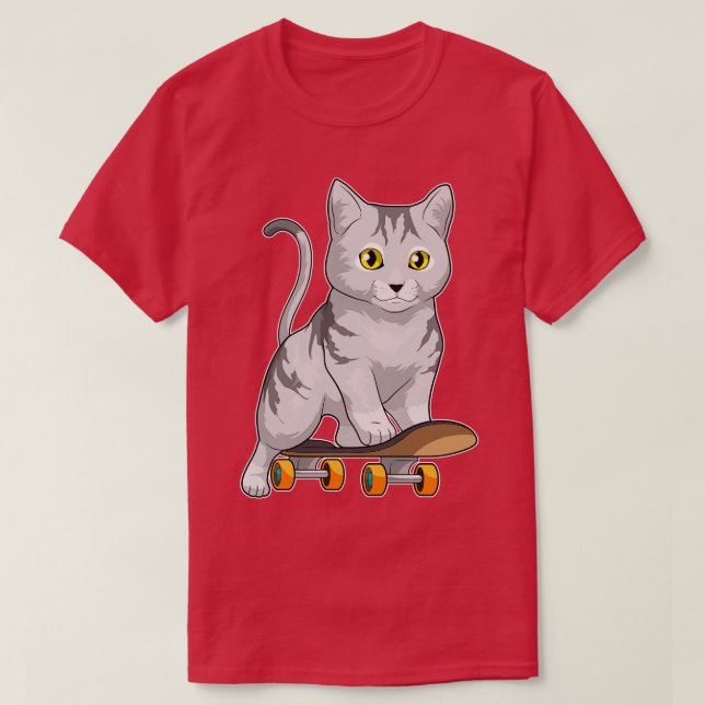 Katt Skater Skateboard-portar T Shirt (Design framsida)
